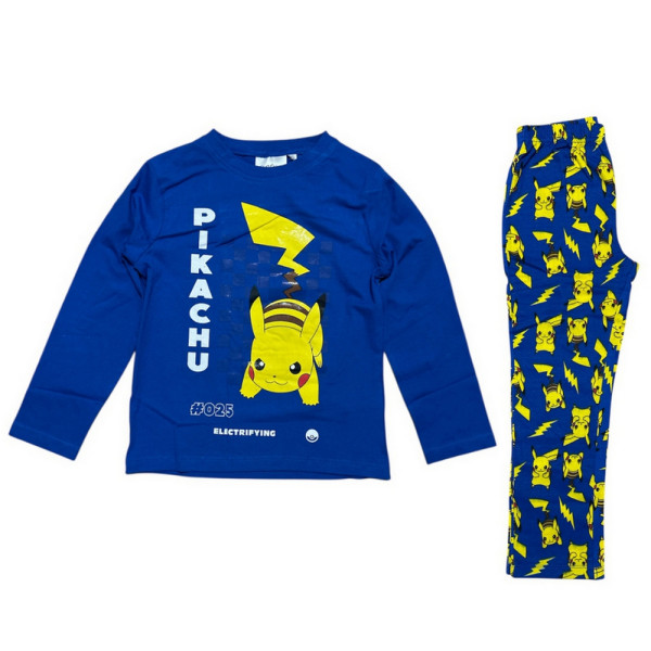 Pijama Manga Larga Pokémon Pikachu Rayos Azul Niño