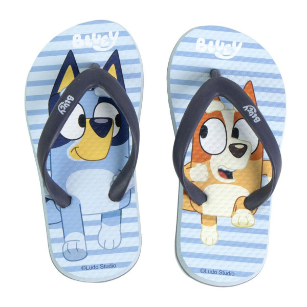 Chanclas Flip Flop Premium Bluey y Bingo Azul Rayas Niño