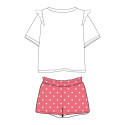 Pijama Manga Corta Minnie Mouse Rosa Blanco y Rosa Lunares Niña