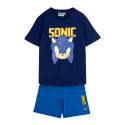 Pijama Manga Corta Sonic Azul Marino y Azul Niño
