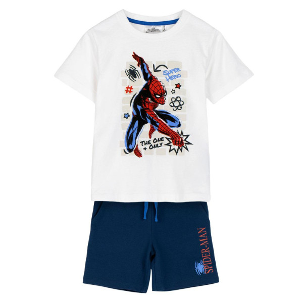 Pijama Manga Corta Spiderman Azul Marino y Blanco Niño