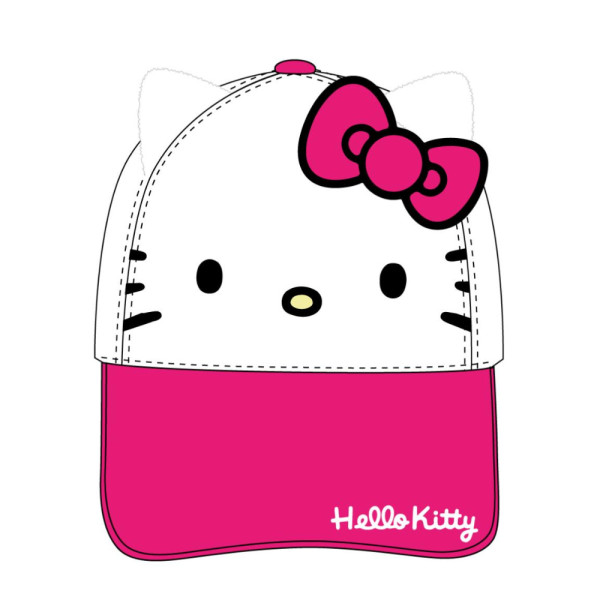 Gorra 3D Hello Kitty Blanca y Fucsia Niña