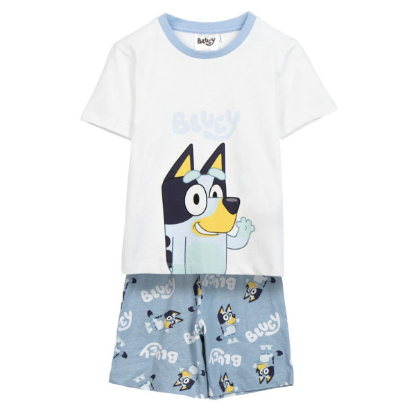 Pijama Manga Corta Bluey Happy Azul y Blanco Niño
