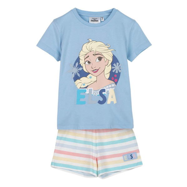 Pijama Manga Corta Frozen Azul y Blanco Niña