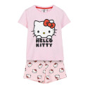 Pijama Manga Corta Hello Kitty Rosa Logo Niña