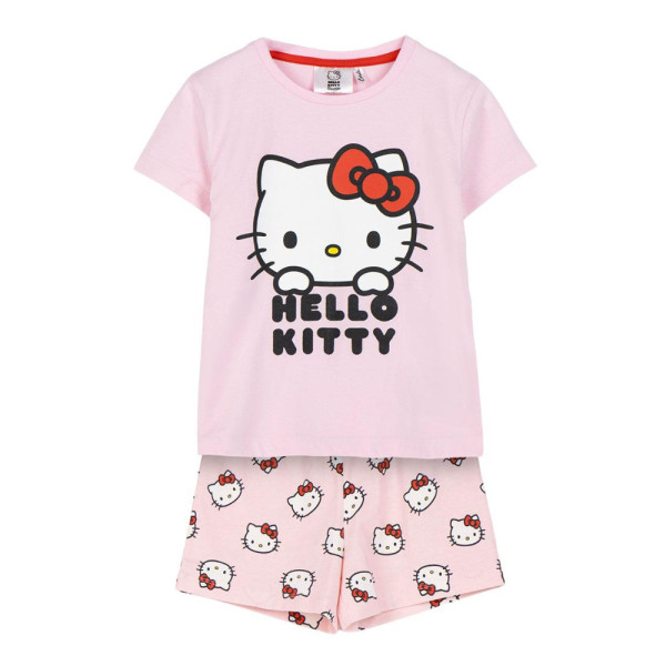 Pijama Manga Corta Hello Kitty Rosa Logo Niña