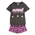 Pijama Manga Corta Kuromi Gris Oscuro y Rosa Niña