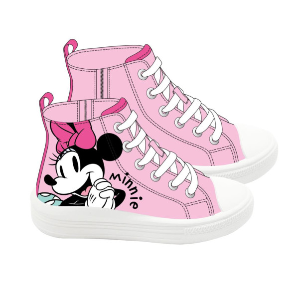 Zapatillas Altas de Loneta Suela PVC Minnie Mouse Rosa