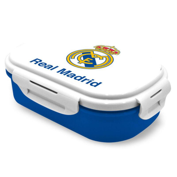 Sandwichera Compartimentos con Tenedor Real Madrid Blanco y Azul