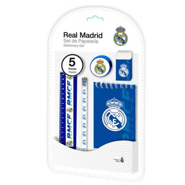 Set de Papelería Real Madrid 5 Piezas Blanco y Azul