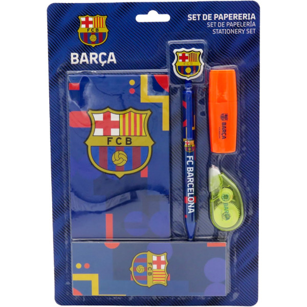 Set de Papelería FC Barcelona con Bloc de Notas