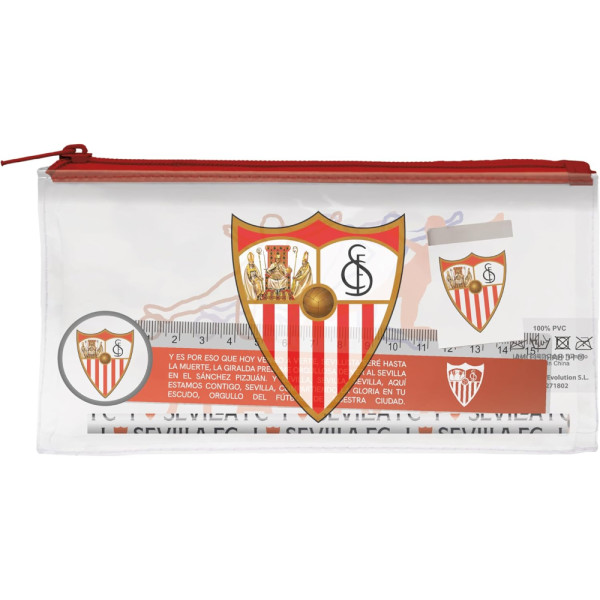 Estuche Portatodo Transparente con Material Sevilla FC