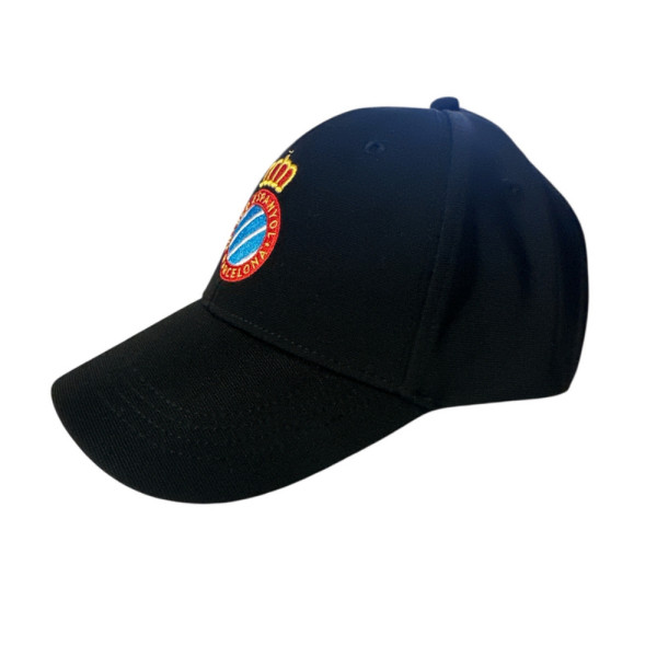 Gorra RCD Espanyol Negra Escudo Bordado Adulto