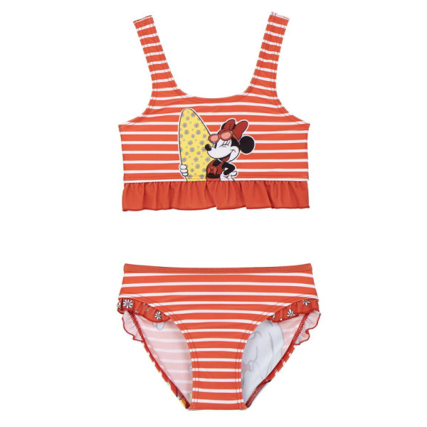 Bañador Bikini Minnie Mouse Surf Rojo Rayas Niña