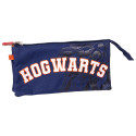 Estuche Portatodo Triple Harry Potter Hogwarts Azul Marino