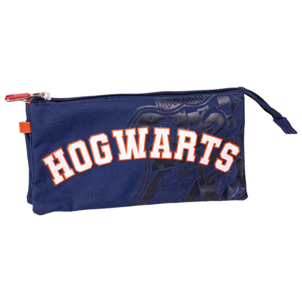 Estuche Portatodo Triple Harry Potter Hogwarts Azul Marino