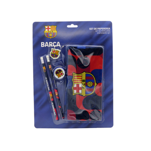 Set de Papelería FC Barcelona con Estuche Triple Azul 5 Piezas