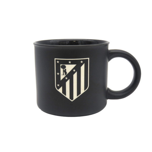 Taza de Cerámica Jumbo Atlético de Madrid Negra Grabada 430 ML