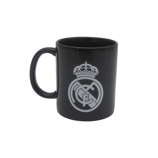 Taza de Cerámica Real Madrid Negra Escudo Blanco 330 ML