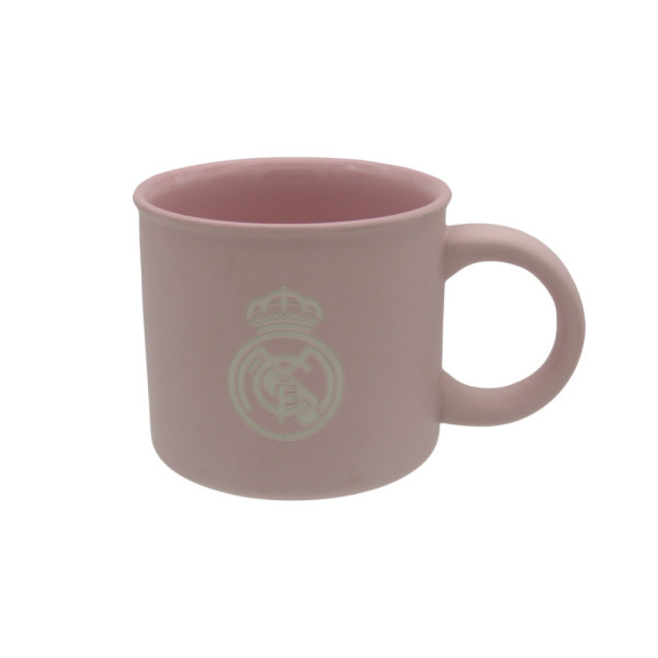 Taza de Cerámica Jumbo Real Madrid Rosa Grabada 430 ML