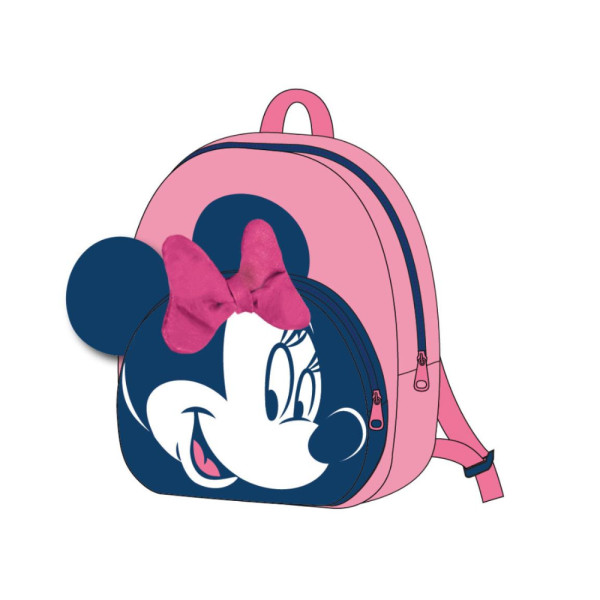 Mochila Guardería de Peluche con Bolsillo Minnie Mouse Rosa