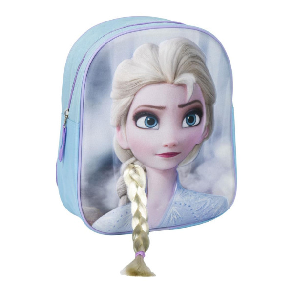 Mochila Guardería 3D Escolar Frozen Coleta Azul Claro
