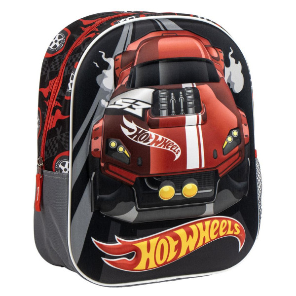 Mochila Guardería 3D Escolar Hot Wheels Run Negro