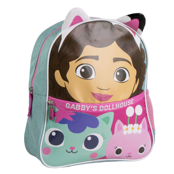 Mochila Infantil 3D con Bolsillo Exterior La Casa de Muñecas de Gabby Azul Denim