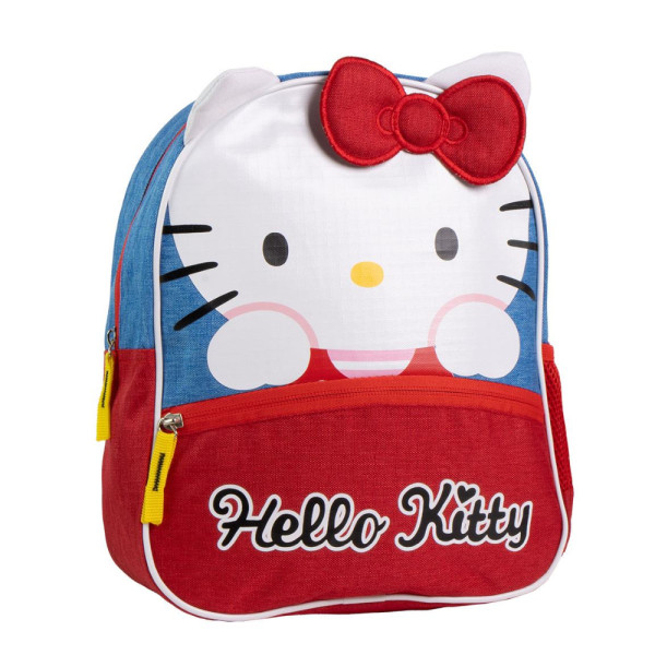 Mochila Infantil 3D con Bolsillo Exterior Hello Kitty Azul Denim