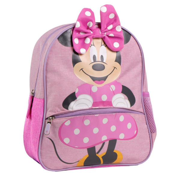 Mochila Infantil 3D con Bolsillo Exterior Minnie Mouse Rosa Denim