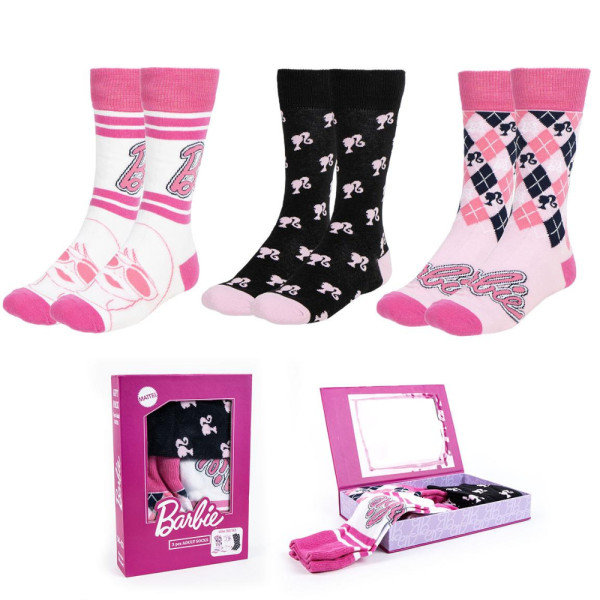 Pack 3 Calcetines en Caja Barbie Mujer