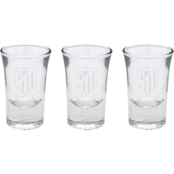 Set Tres Vasos Chupitos de Cristal Atlético de Madrid