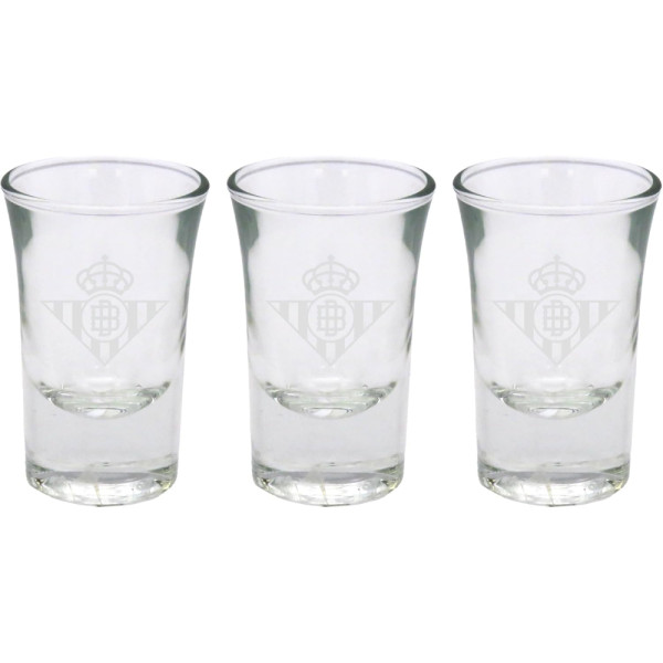 Set Tres Vasos Chupitos de Cristal Real Betis