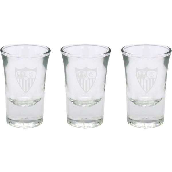 Set Tres Vasos Chupitos de Cristal Sevilla FC