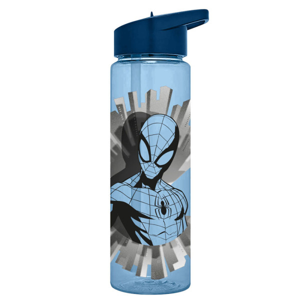 Botella Cantimplora Plástico Transparente Spiderman Azul 600 ML