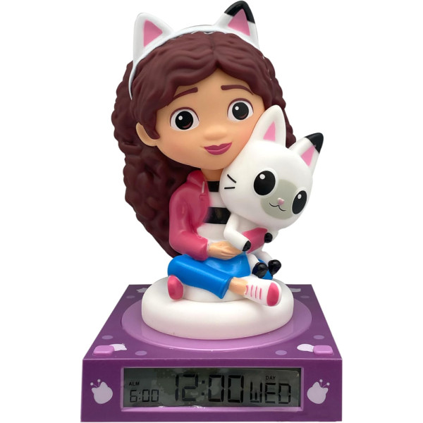 Lámpara 3D con Despertador y Fecha La Casa de Muñecas de Gabby