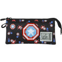 Estuche Portatodo Triple Capitán América Pixel