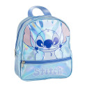 Mochila Casual Iridiscente con Bolsillo Stitch Azul