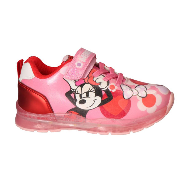 Zapatillas Deportivas Suela TPR con Luces Minnie Mouse Rosa y Rojo Metalizado Niña