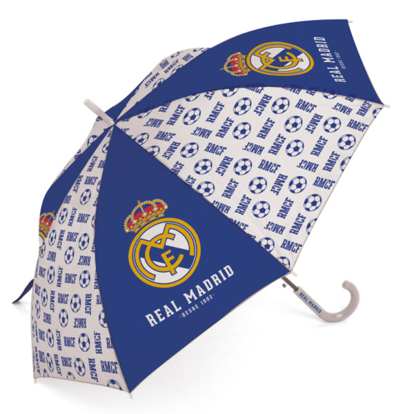 Paraguas Real Madrid Azul y Blanco Balones 86 CM