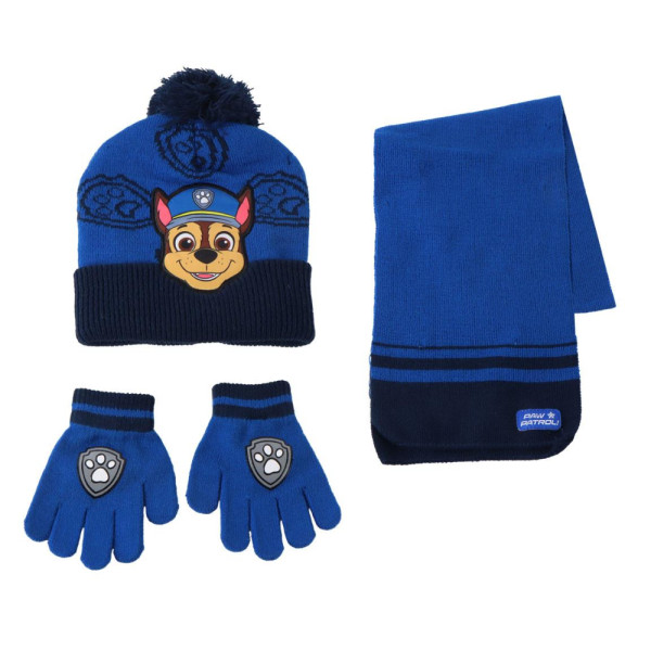 Set de Invierno Bufanda, Guantes y Gorro Patrulla Canina Chase Azul Niño