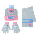 Set de Invierno Bufanda, Guantes y Gorro Stitch Azul Claro y Rosa Niña