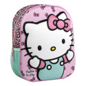 Mochila Guardería 3D Escolar Hello Kitty Rosa y Turquesa Niña