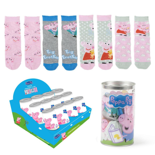 Pack 4 Calcetines en Lata Peppa Pig Niña