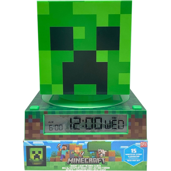 Lámpara 3D con Despertador y Fecha Minecraft