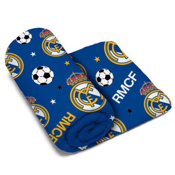 Manta Coralina Real Madrid Azul Escudos Balones 150x95