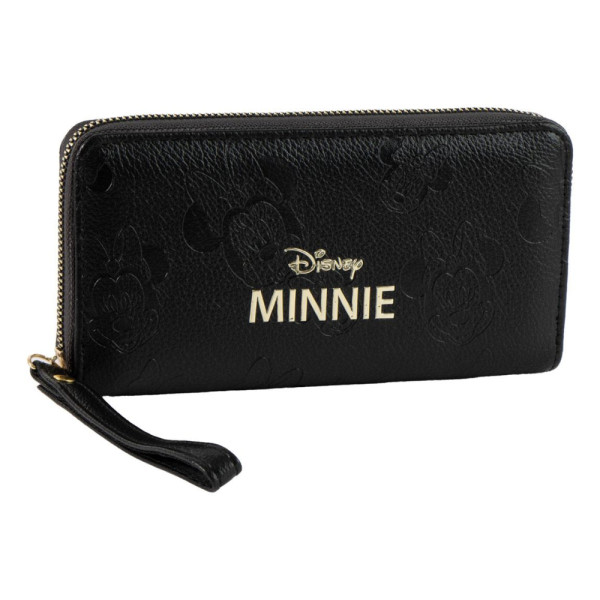 Cartera Billetera Minnie Mouse Negra Grabada Premium