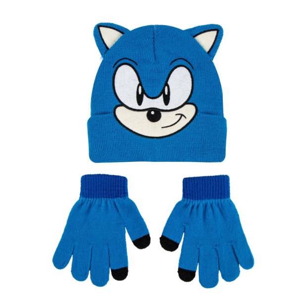 Set de Invierno Guantes y Gorro Sonic Azul Niño