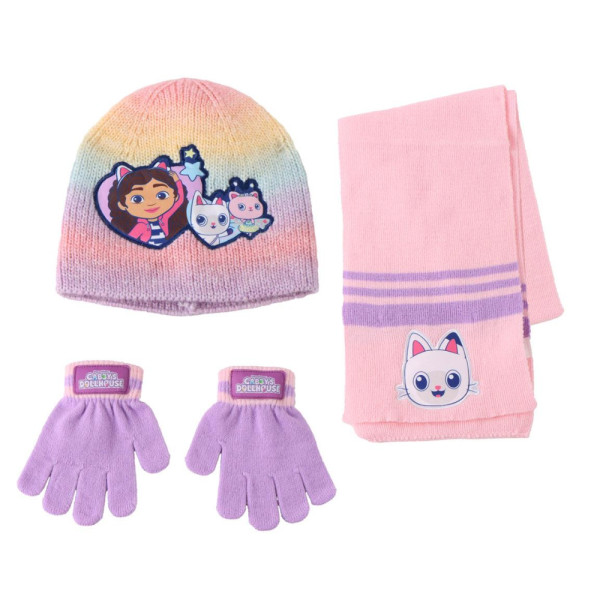 Set de Invierno Bufanda, Guantes y Gorro La Casa de Muñecas de Gabby Friends Rosa Niña