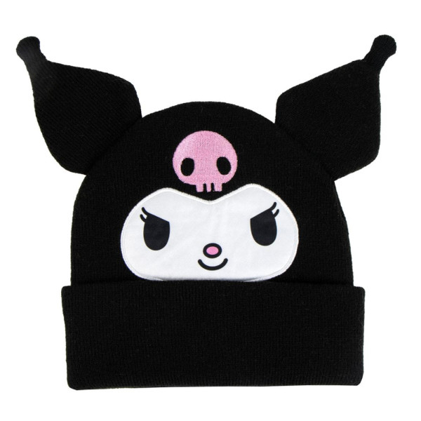 Gorro de Punto 3D Kuromi Negro Bordado Juvenil